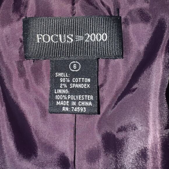 NWOT Focus 2000 Size 6 Purple Velvet Blazer Jacket Embroider Lash Fringe Pocket - Picture 8 of 10